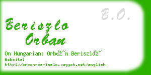 beriszlo orban business card